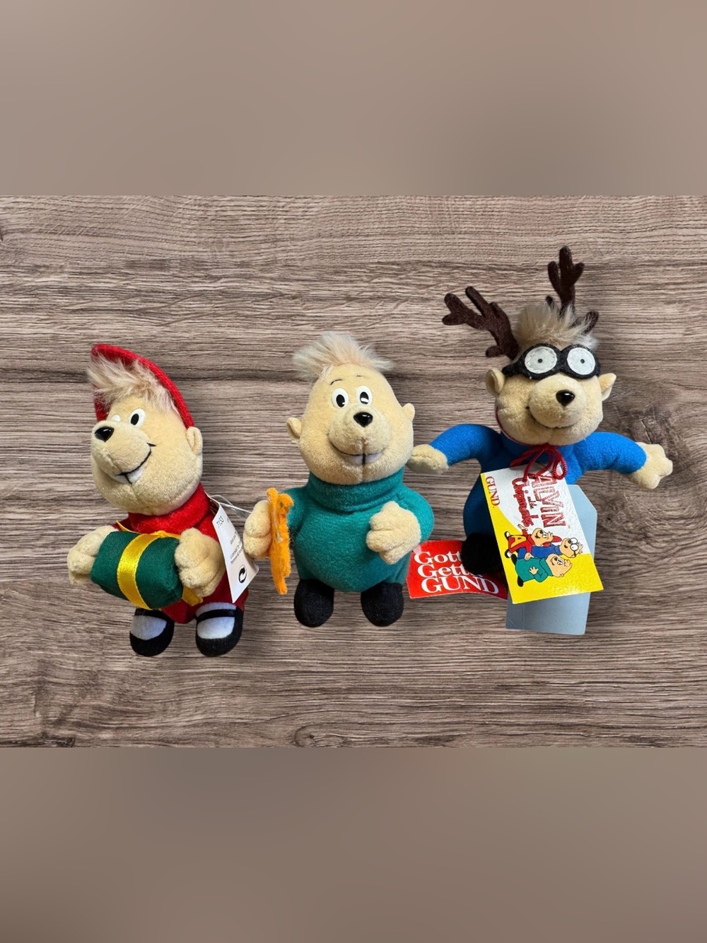 1998 Alvin and the Chipmunks Simon, Theodore Vintage  5.5" Christmas Ornaments